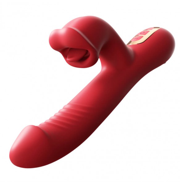 MizzZee - LipsJoy Automatic Thrusting Tongue Licking Vibrator (Chargeable - Red)